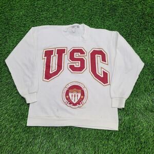 Vintage 1990 USC Trojans Sweatshirt Womens S/M 18x22 White
